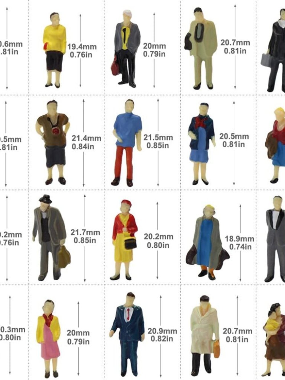 P8712 40pcs All Standing Pose Figures Assorted HO Scale Person Model Train Stree - Picture 5 of 9